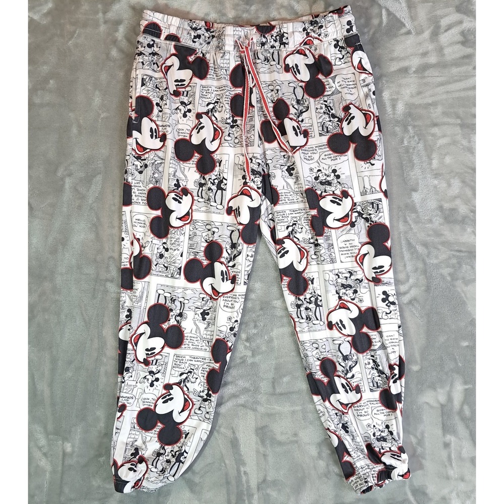 Disney Mickey Mouse Jogger Lounge Sleep Pants Womens XL 16/18 Drawstring Comic